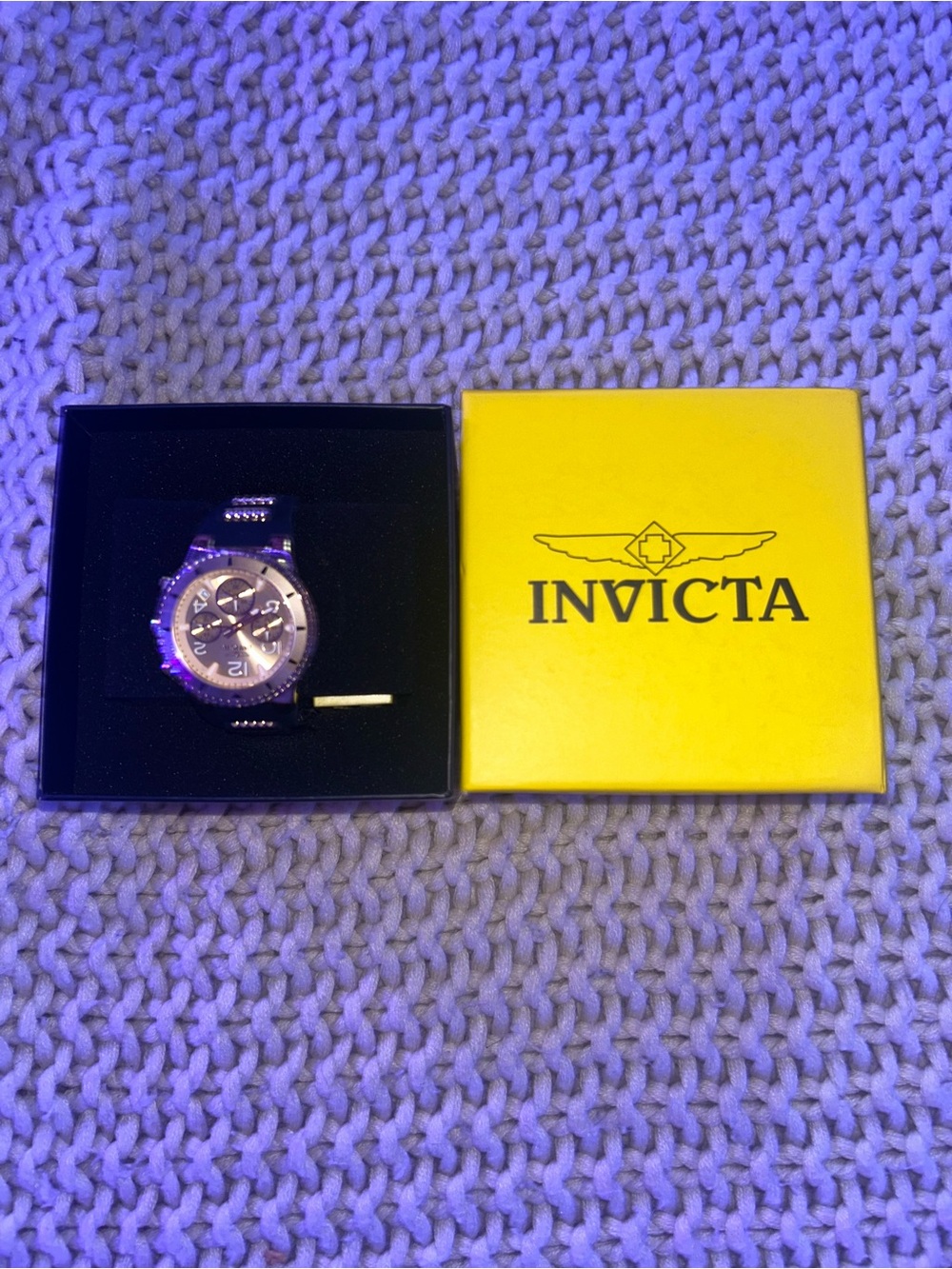 Invicta Men’s Chronograph Watch in Silver with Yellow Box